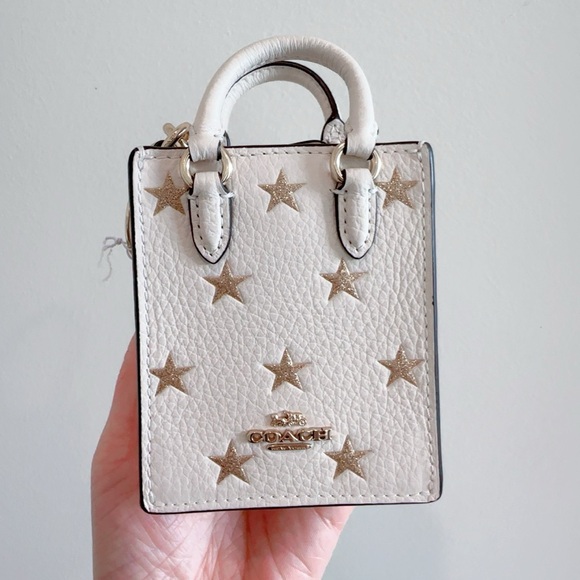 NWT Coach North/South Mini Tote Bag Charm With Star Print CX074 - Picture 1 of 7